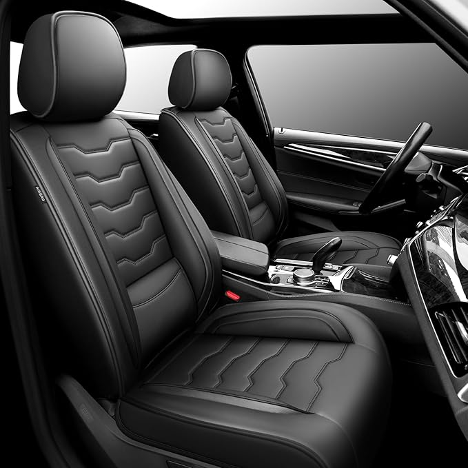 Fit Altima Car Seat Covers Compatible with Nissan Altima 2011-2025 2026 - Premium Leather， Waterproof Breathable， All-Weather Seat Cushion Protecto&Airbag Compatible (2 Front Seat Black)