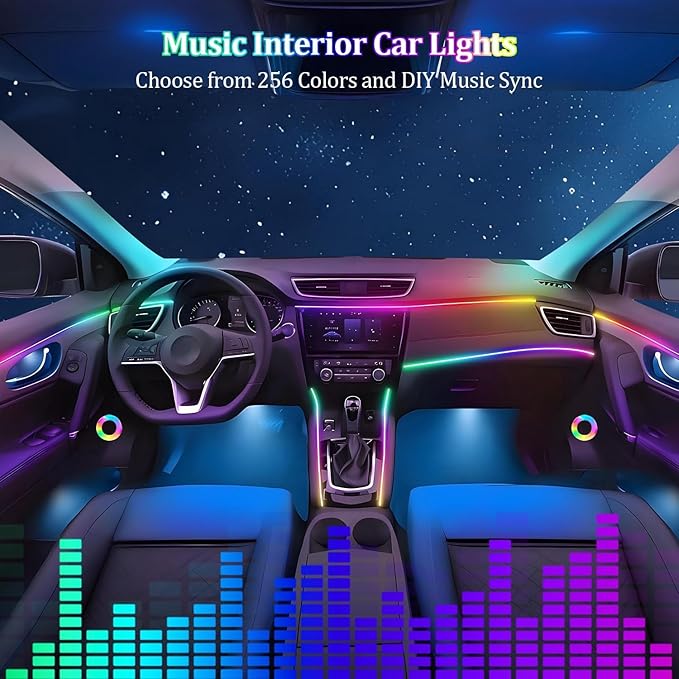 Interior Car LED Strip Lights, Acrylic LED Lights for Car with Dynamic Dreamcolor Chasing,RGB+IC 8 in 1 235 inches 800 LEDs Ambient Lighting Kits Music Sync Wireless APP and Remote Control