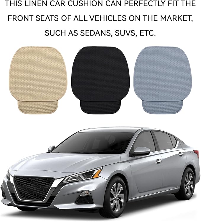 2PCS Car Seat Cushion Covers, Car Seat Cover Pad Front Bottom Protector Mat with Storage Pocket, Breathable Comfortable Auto Front Cushion Pad Mat for Most Vehicle and Office Accessories(Beige)