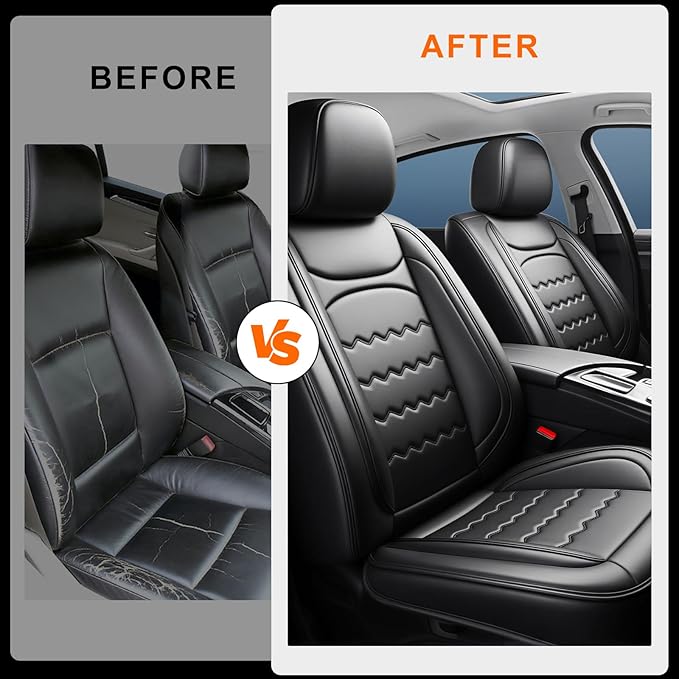 CX-70 Car Seat Covers Custom Fit for Mazda CX-70 2025-2026, Full Coverage Premium Leather Waterproof Breathable Seat Covers, Automotive Seat Protectors, Airbag Compatible(2 Front Seats, Black)