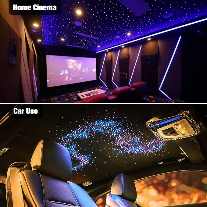 CHINLY Twinkle 150pcs 6.5ft 0.03in Starlight Headliner Fiber Optic Lights kit, Music Mode Bluetooth APP Control Remote, RGBW Star roof Lights for Star Headliner/Home Theater/Pool Ceiling