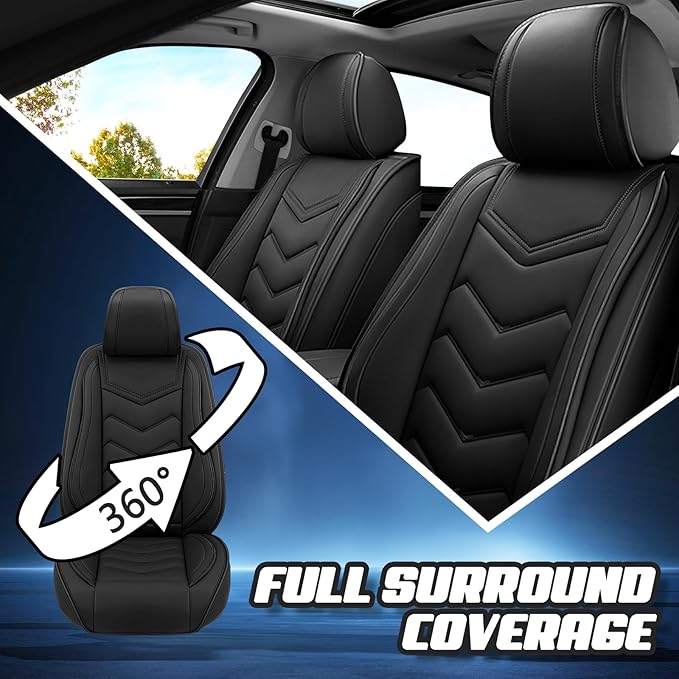 Car Seat Covers for Mitsubishi Outlander 2003-2025, Premium Nappa Leather Car Seat Cover, Stylish Sport Seat Covers， Automobile Seat Cover Sets.(Standard 5 Seats/Pure Black)