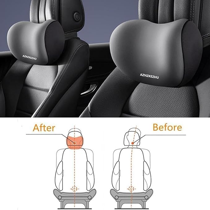 2025 Car Headrest & Lumbar Support Cushion, Car Lumbar Support Pillow and Neck Pillow Kit, Ergonomic Seat Headrest and Backseat for Neck Back Pain Relief (Blue)