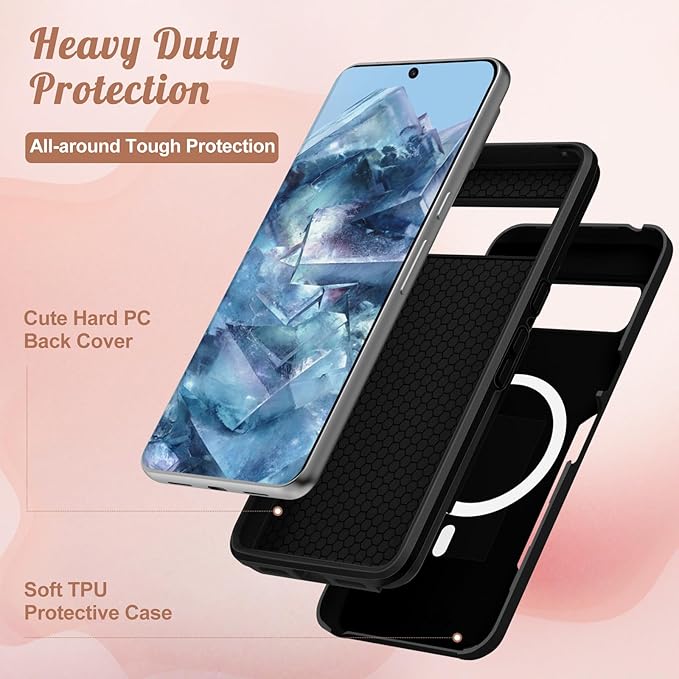 for Google Pixel 8 Pro Case - Compatible with MagSafe Women Girls Cute Magnetic Protective Cover Girly Aesthetic Sun Moon Heavy Duty Shockproof Design for Google Pixel 8 Pro Phone Cases