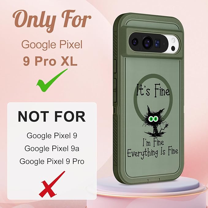 for Google Pixel 9 Pro XL Case - Compatible with MagSafe Women Girls Cute Magnetic Protective Cover Cool Cat Kawaii Girly Design Heavy Duty Shockproof Phone Case for Pixel 9 Pro XL 6.8"