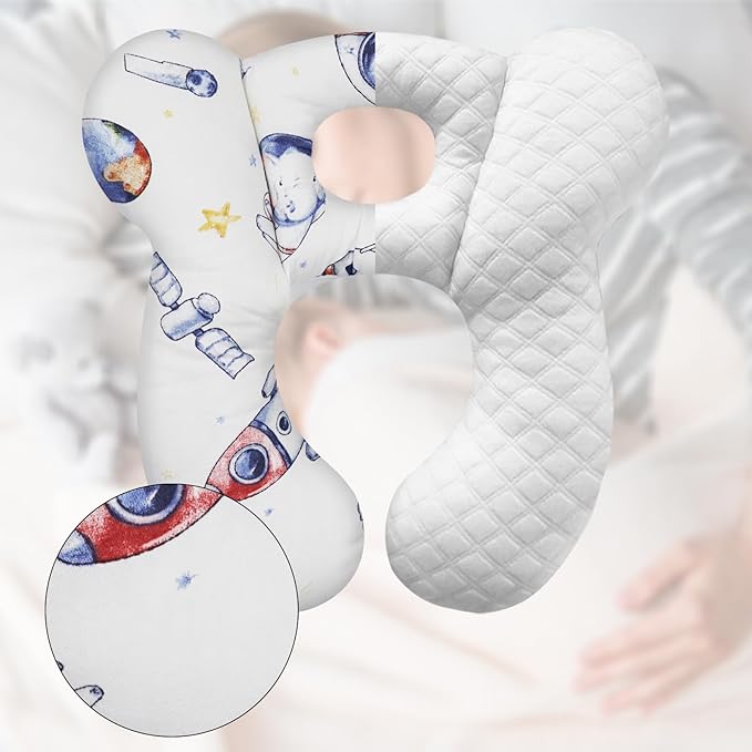Baby Travel Pillow, Upgrade U-Shape Infant Pillow for Car Seat Pushchair and Stroller, Soft Comfortable Sleep Cushion for Kids Newborn and Toddler -Space White