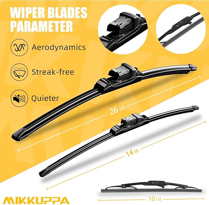 MIKKUPPA 26"+14"+10" Windshield Wiper Blades Replacement for Buick Encore 2013 2014 2015 2016 2017 2018 2019 2021 Original Factory Quality All Season Front Rear Wiper Blade Set (Pack of 3)