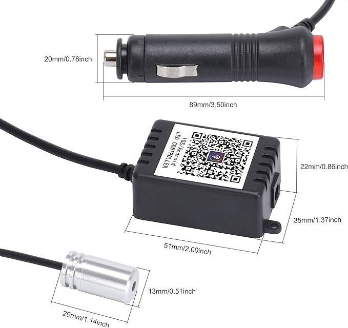 3 Meters Optic Fiber Car Ambient Lighting with Bluetooth App Control + RF Remote Control 64 Colors Multicoloured Music Interior Lighting Kit DC 12V 1W