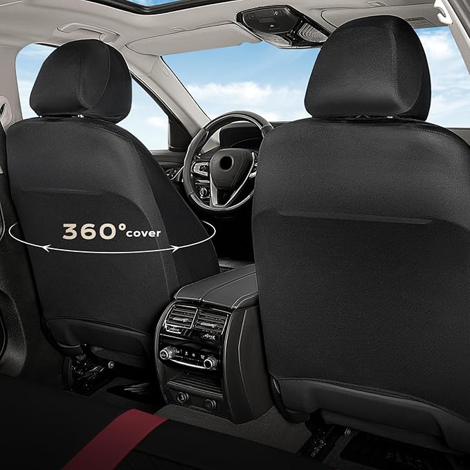 Coverado Car Seat Covers Full Set, Automotive Leather Seat Covers for Car，Universal Fit Front Back Seat Cover, Non-Slip Waterproof Breathable Car Seat Protector