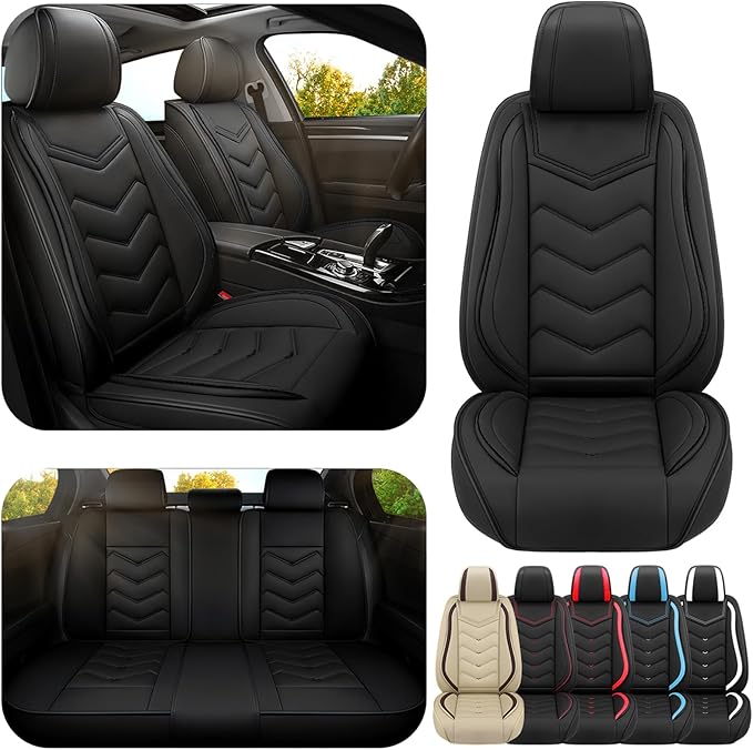 Car Seat Covers for Jeep Grand Cherokee L 2021-2025, Premium Nappa Leather Car Seat Cover, Stylish Sport Seat Covers， Automobile Seat Cover Sets.(Standard 5 Seats/Pure Black)