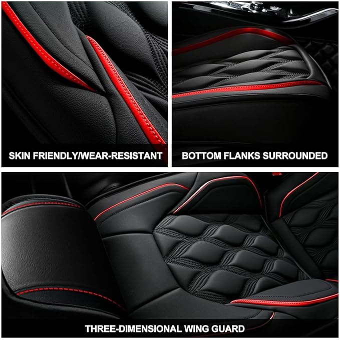AOMSAZTO Car Seat Cover 2 Front Seat Fit for Subaru Impreza 2012-2025 2026 Leather Car Seat Cushion Protector Compatible Airbag Waterproof Automotive Seat Covers Black
