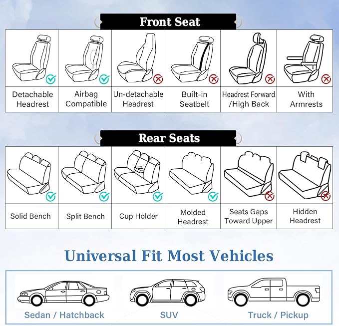 Coverado Leather Seat Covers, Car Seat Covers Full Set, Nappa Leather Seat Covers for Cars, Car Seat Protectors Waterproof, 5 Seats Black&Purple Automotive Seat Covers Fit for Most Cars Trucks
