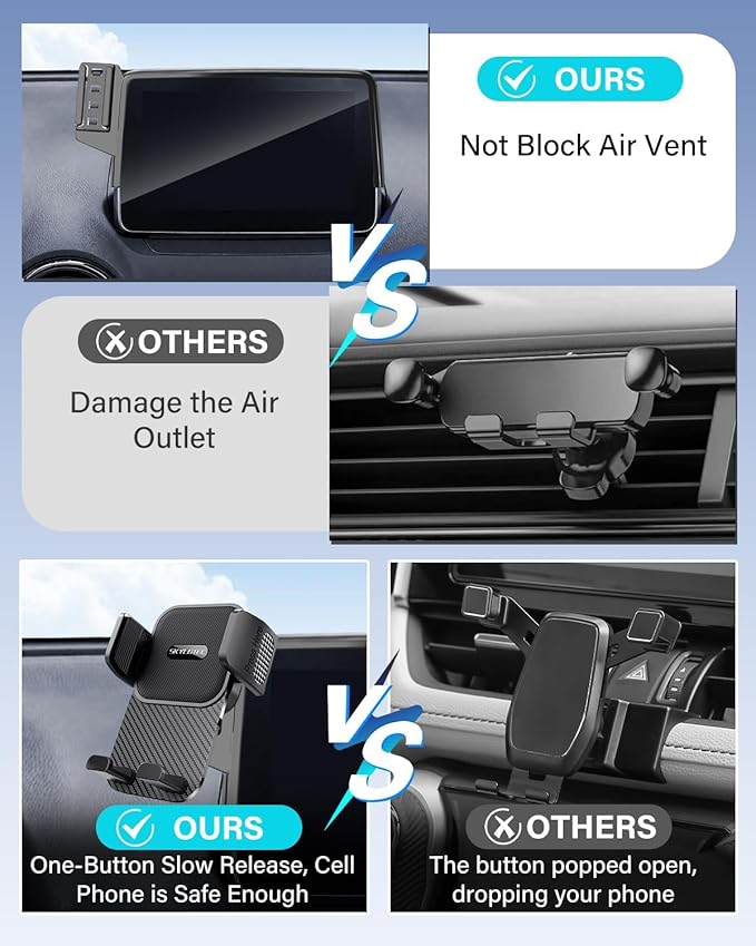 SKYLOTEC Phone Mount for Cadillac Lyriq 2023-2025 Accessories, XT4 2024 2025, CT5 2025, Optiq 2025, 33-Inch Screen Fixed Clip, Automobile Cradles Car Phone Holder, Cell Phone Base Not Block Air Vent