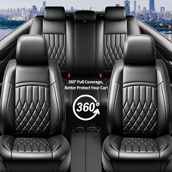 Fit for Venue Seat Covers Compatible with Hyundai Venue 2020-2026 - Waterproof Breathable Leather Automotive Seat Cushions Protector,Airbag Compatible,Full Set 5 Seats(Black)