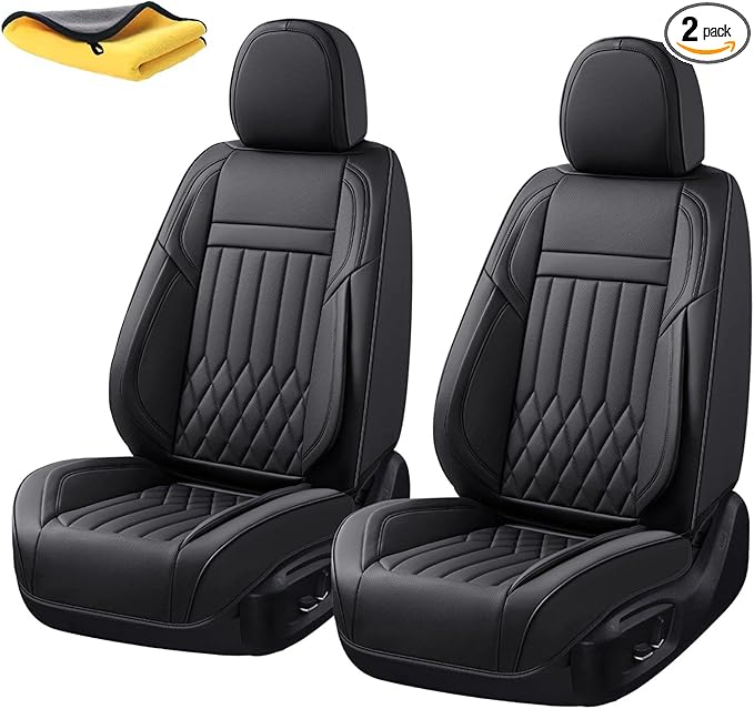 KEYOOG Universal 2-Seater Waterproof Breathable Nappa Leather Car Seat Covers Full Set, Compatible with Honda Civic, Toyota Camry Corolla, Nissan Rogue Sentra, Fit for Front Seats Most Sedans SUV