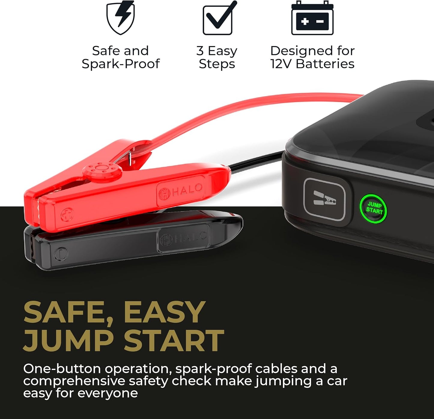 HALO Bolt Ultimate 3 Portable Car Battery Jump Starter | 130 PSI Air Compressor, 55.5Wh USB Power Bank, Large Display, Emergency Floodlight & Charger, Jumps Cars SUVs & Trucks, Inflates Tires — Purple