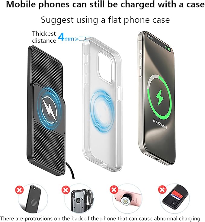Wireless Car Charger Pad for Range Rover Sport (L320) 2010-2013,20W Fast Wireless Phone Charger Cell Phone Cordless Charging mat,Non-Slip Phone Charging,30cm Cable Type-C