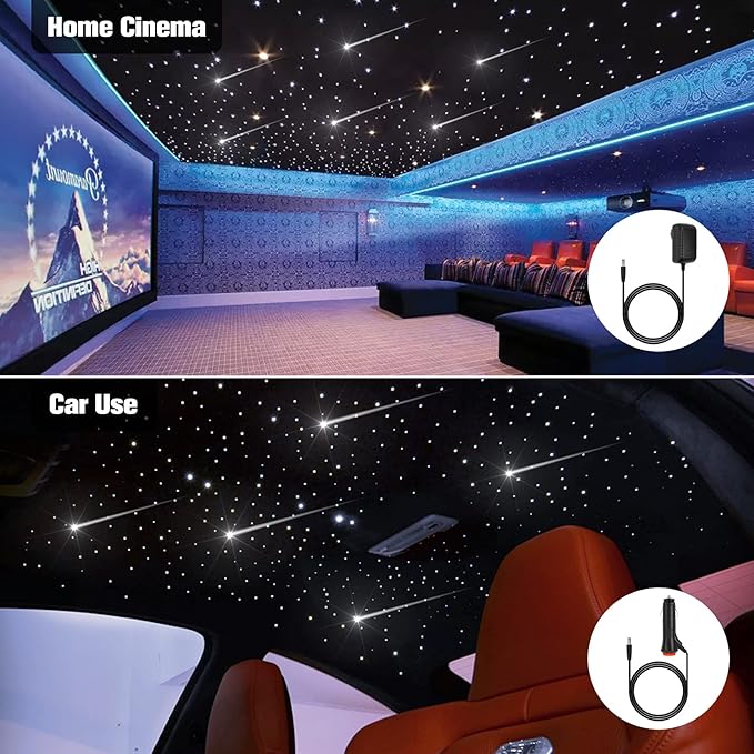 CHINLY Starlight Headliner Kit Meteor, 550pcs 9.8ft 0.03in 16W Star Lights for Car, Fiber Optic Star Ceiling Light, RGBW Bluetooth APP+Remote+Star Light Headliner Kit for Home Theater