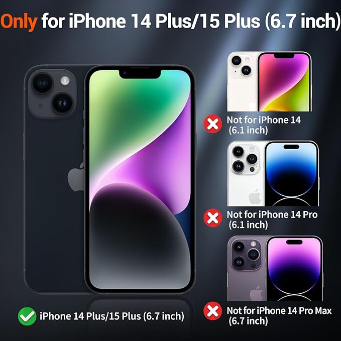 SUPFINE Magnetic for iPhone 15 Plus Case & iPhone 14 Plus Case(Compatible with MagSafe) (Military Grade Drop Protection) Slim Translucent Shockproof with Anti-Fingerprint Phone Case,Gray