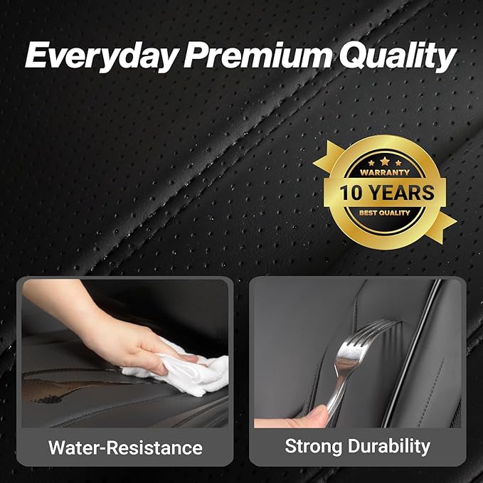 Coverland Custom Fit Car Seat Covers for SUV Compatible with [Escalade, Pilot, Escape, Kicks, RAV4, Forester, F‑Pace] Premium Waterproof Non-Slip Interior Seat Protector [Front Black - Size Chart A28]