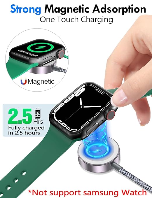 2Pack Multi Charging Cable Cord for Travel Vacation Essentials,Apple Watch Charger,iPhone 17 Charger,[3-in-2] USB A/Type C/Lightning Cable for iWatch,iPhone 17-11,Xbox Series X&S,Airpods,Home,Office