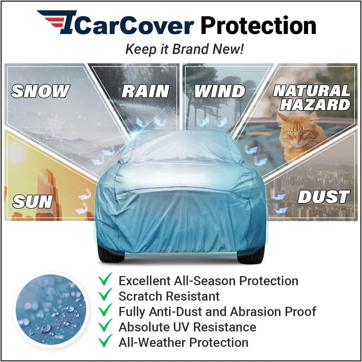 iCarCover Premium Car Cover for 1954-1958 Buick Roadmaster Heavy Duty Waterproof All-Weather Automobiles Custom Fit Indoor Outdoor UV Snow Protection Covers with Straps and Bag