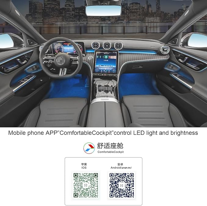 Interior Ambient Light Package 64 colors Replacement for new Benz GLC Class X254 W254 2023-2025year (7pcs air vent+5pcs dashboard strips)