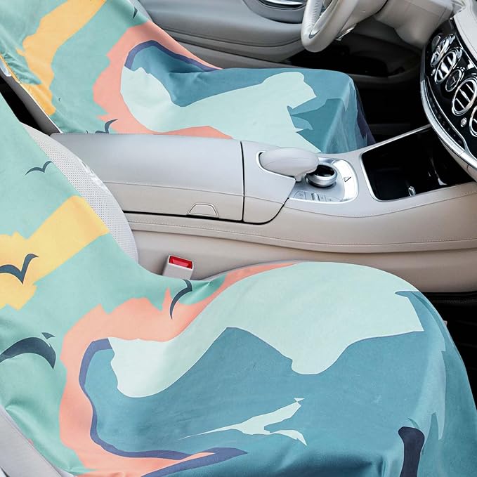 2 Pack Car Seat Towel Covers with Storage Bag 63 x 32 Inch Athletic Running Towel Seat Sweat Washable Non Slip Cover Gift for Car Outdoor Sport Activities (Sasquatch)