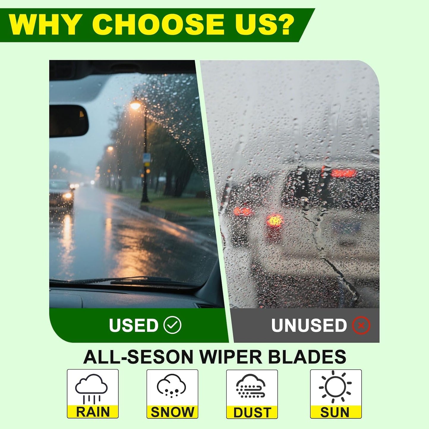 OEM Quality 22in + 18in Premium All-Season Windshield Wiper Blades for Original Equipment Replacement(Set of 2)