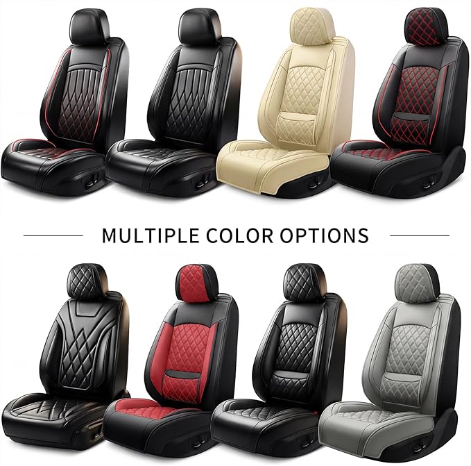 Fit MDX Car Seat Covers for Acura MDX 2005-2026 - Premium Leather, Waterproof, All-Weather, Airbag Compatible, Breathable, Easy Install, Seat Protectors, Only 2 Front seat Covers, Redline