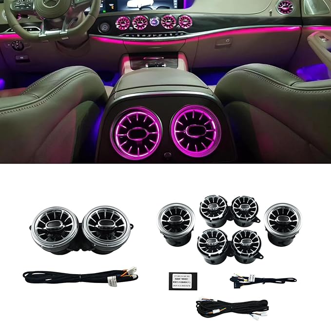 8pcs W222 Accessories LED Air Vent Ambient Lights 7 Colors Kit Replacement for Benz S Class W222 S400 S450 S500 S550 S560 S580 S600 S63 S65 NOT for Coupe 2 Doors (7 Colors [2014-2017])