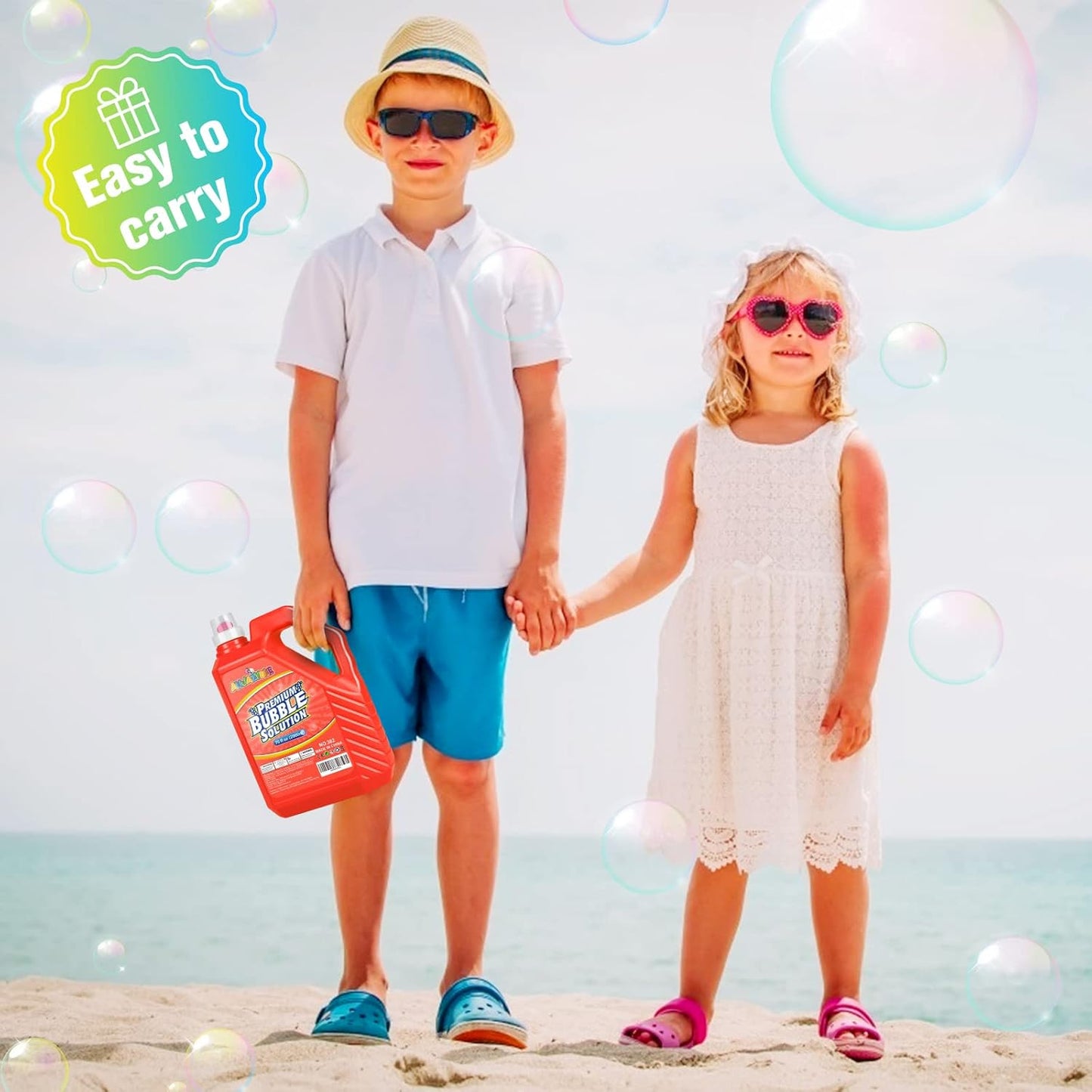 70 oz Bubbles Refills for Kids-Premixed Bubble Solution Refill Premium Bubble Liquid Bubble Juice for Bubble Machine/Wand/Blower at Wedding and Party | Kids Easy Grip Bottle