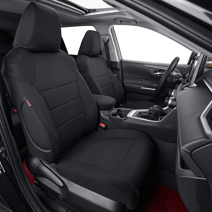coverdream Custom Fit Seat Covers for Toyota RAV4 Adventure,TRD Off - Road 2024 2023 2022 2021 2020 2019,Full Coverage Polyester Seat Protector (Black,Full Set)