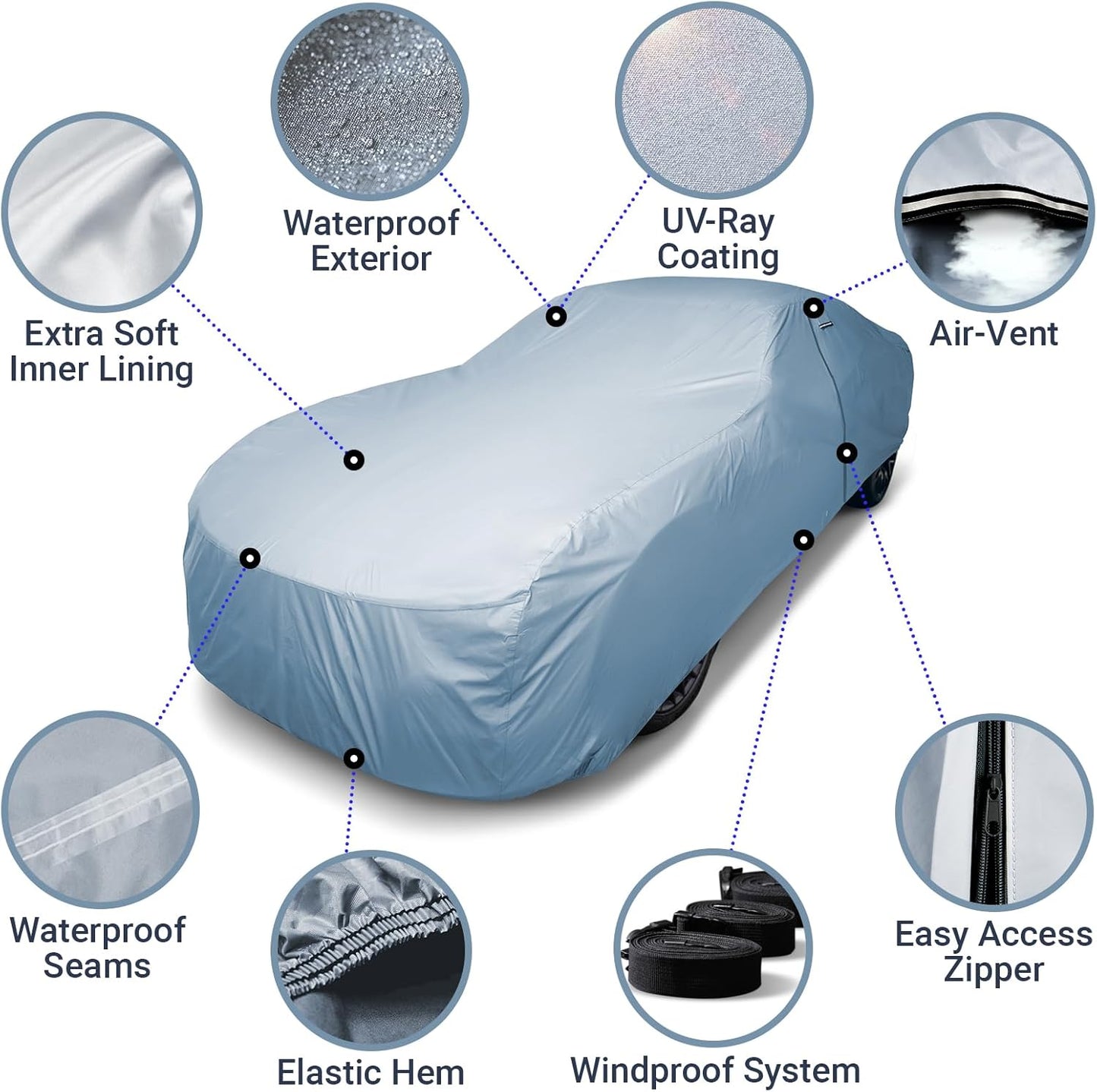 iCarCover Premium Car Cover for 2020-2025 Chevy Corvette C8 with High Wing Spoiler Heavy Duty Waterproof All-Weather Automobiles Custom Fit Indoor Outdoor UV Snow Protection Covers with Straps and Bag