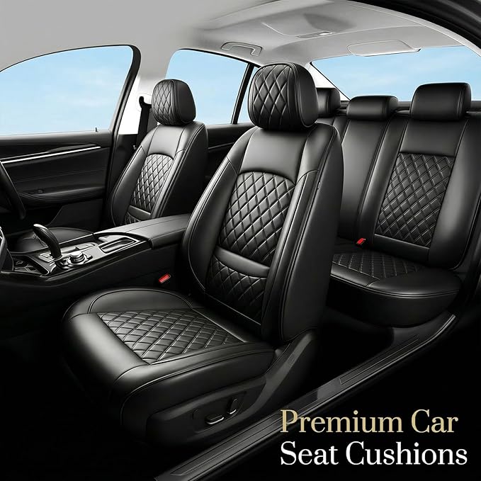 Fit for Accent Seat Covers Compatible with Hyundai Accent 2017-2026 - Waterproof Breathable Leather Automotive Seat Cushions Protector,Airbag Compatible,Full Set 5 Seats(Black)