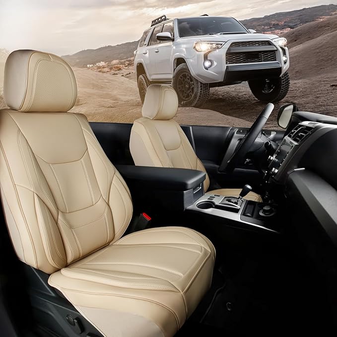 Coverland Custom Fit Car Seat Covers for SUV Compatible with [Freestyle, Grand Cherokee, Sorento, GLA-Class] Premium Waterproof Non-Slip Interior Seat Protector [Front Beige - Size Chart A16]