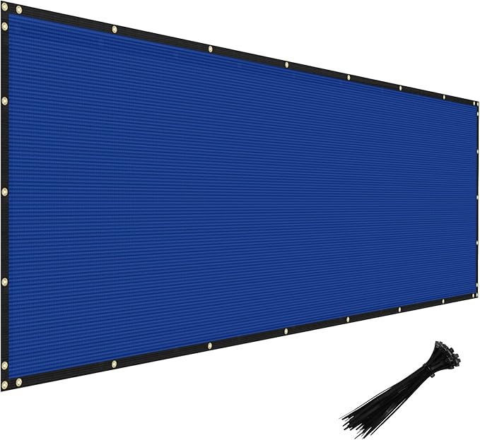 Windscreen4less Privacy Fence Screen Heavy Duty Windscreen Fencing Mesh Fabric Shade Net Cover with Brass Grommtes for Outdoor Wall Garden Yard Pool Deck, 8'x21' Blue