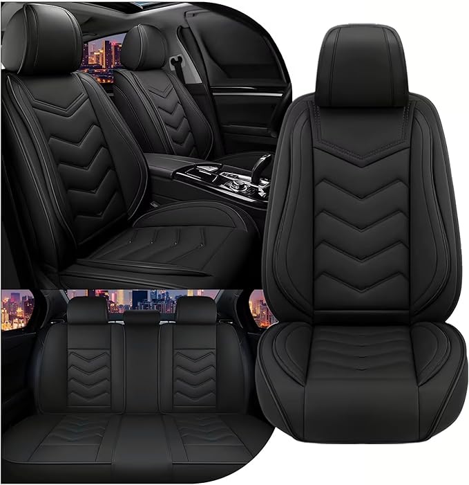 CTDS Car Seat Covers for Toyota Corolla 2000-2026, Stylish Sport Seat Cover, Premium Nappa Leather Car Seat Cover. Automobile Seat Covers Sets.(Standard 5 Seats/Pure Black)