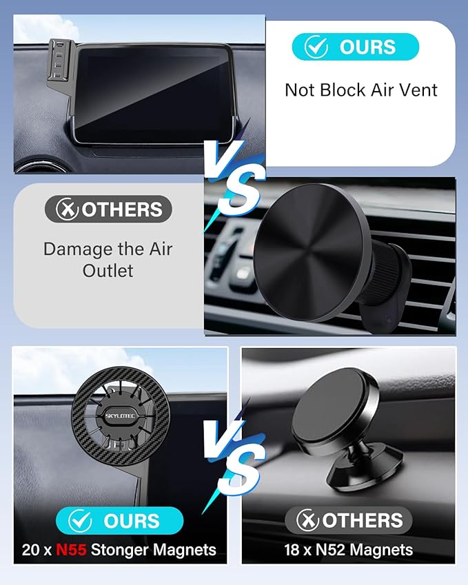 SKYLOTEC Car Phone Mount for BMW X5 2014-2018/X6 2015-2019 Accessories 10.2-Inch Screen Fixed Clip, Automobile Cradles Magnetic Phone Holder Compatible with MagSafe, Strong Magnets Cell Phone Base
