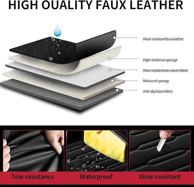 Fit CRV Car Seat Covers for Honda CR-V 2013-2024 2025 2026 - Upgraded Premium Waterproof & Breathable Leather, Airbag Compatible, All-Weather Seat Cushion Protector (Full Set, Black)
