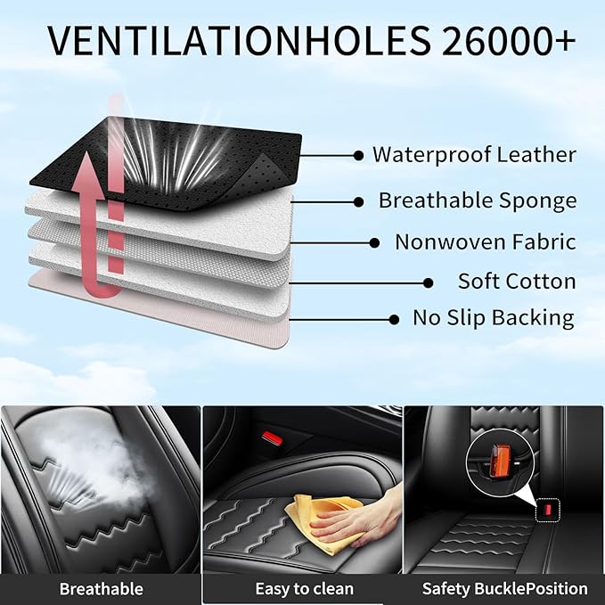 CX-30 Car Seat Covers Custom Fit for Mazda CX-30 2020-2026, Full Coverage Premium Leather Waterproof Breathable Seat Covers, Automotive Seat Protectors, Airbag Compatible(Full Set Seats, Black)