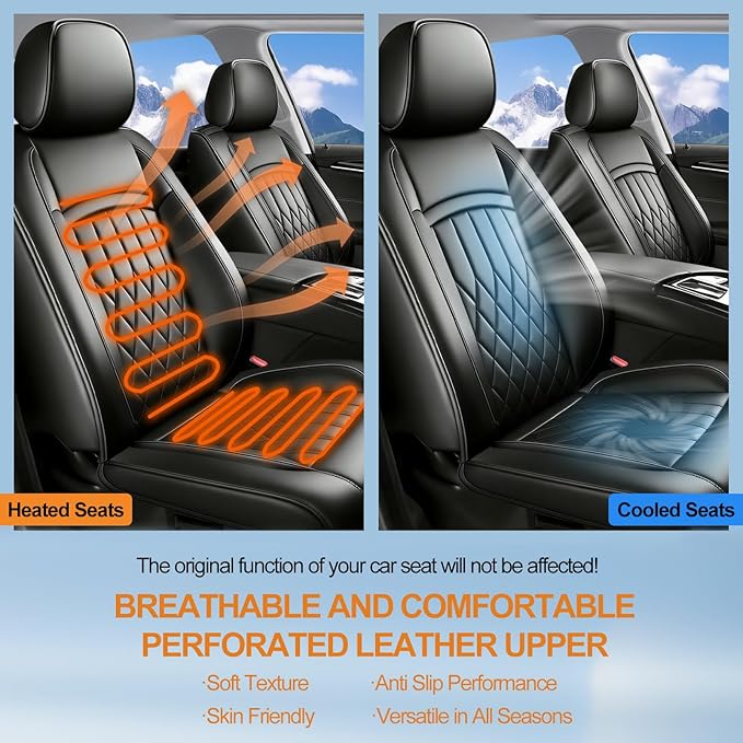 Fit for Santa Cruz Seat Covers Compatible with Hyundai Santa Cruz 2022-2026 - Waterproof Breathable Leather Automotive Seat Cushions Protector,Airbag Compatible,Full Set 5 Seats(Black)