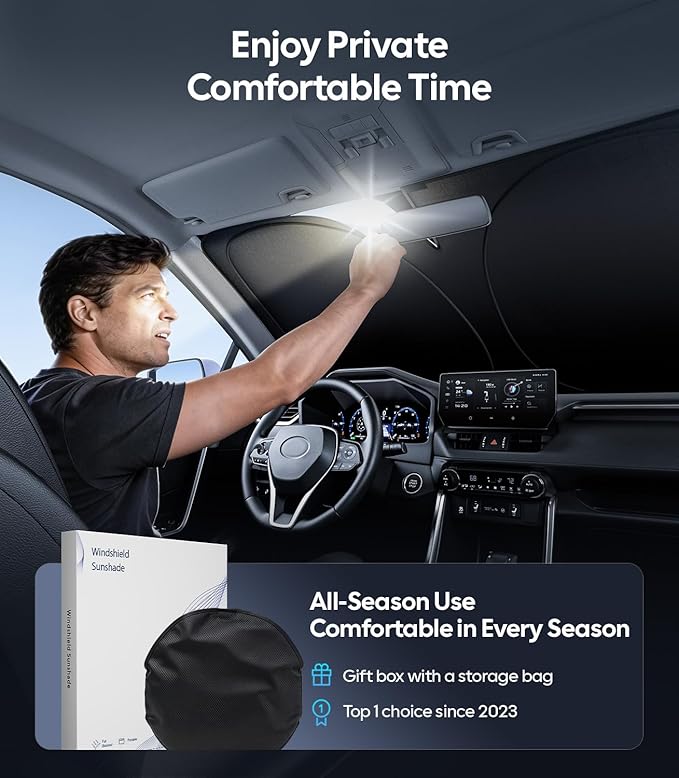 Wigoo for Chevrolet Equinox Windshield Sunshade [OEM Design, 100% Sun Blockage] Foldable Heat Insulation Sun Shade with Storage Bag, for Chevrolet Equinox (2018-2026), Silver Coating
