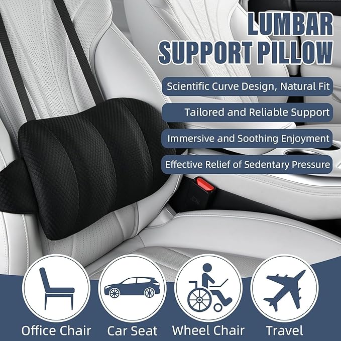 1 Piece Automotive Seat Lumbar Support Pillow for Chevrolet Silverado 2019-2026, Driving Lower Back Cushion Ergonomic Orthopedic Posture Rest