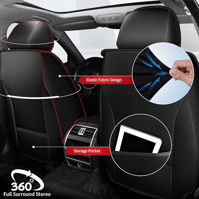 TTX LIGHTING Car Seat Covers fit for Buick Envision 2016-2025 Front Seat: Premium Leather Automotive Seat Cover with Airbag Compatible Waterproof (2 Seats, Black)