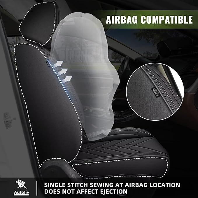 AOMSAZTO Car Seat Covers Front Set Fit for Ford Taurus 2002-2019 Faux Leather Waterproof Seat Covers Automotive Seat Cushion Protector(2 Seats, Black)
