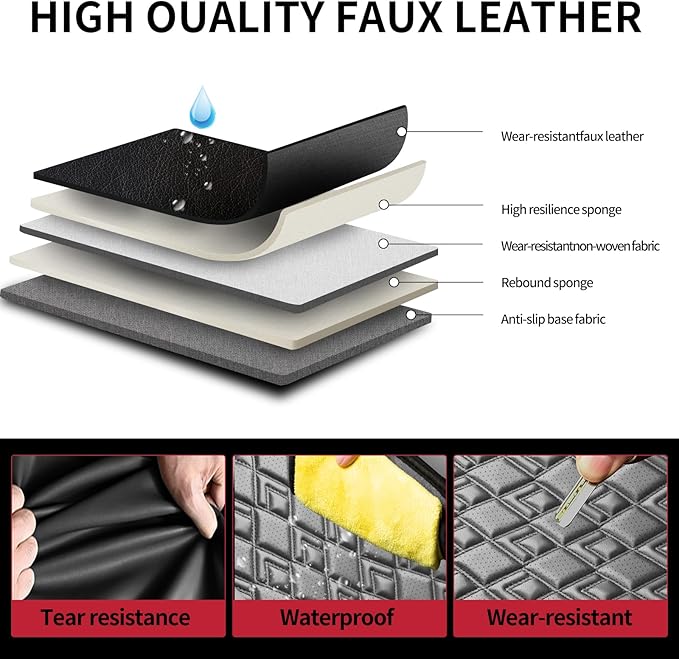 Fit Accent Car Seat Covers for Hyundai Accent 2006-2025 2026 - Upgraded Premium Waterproof & Breathable Leather, Airbag Compatible, All-Weather Seat Cushion Protector (Full Set, Black)