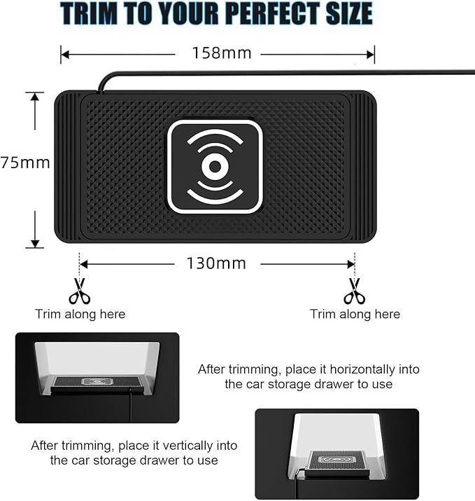 Wireless Charging Pad for Car for Nissan Terra Kicks Teana Rogue Tiida, 15W Fast Wireless Charger Mat Non-Slip Silicone Car Center Console Phone Charging Pad,A/15W-Type-c