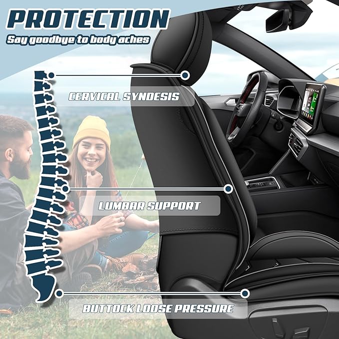 Car Seat Covers for Jeep Grand Cherokee L 2021-2025, Premium Nappa Leather Car Seat Cover, Stylish Sport Seat Covers， Automobile Seat Cover Sets.(Standard 2 Seats/Pure Black)