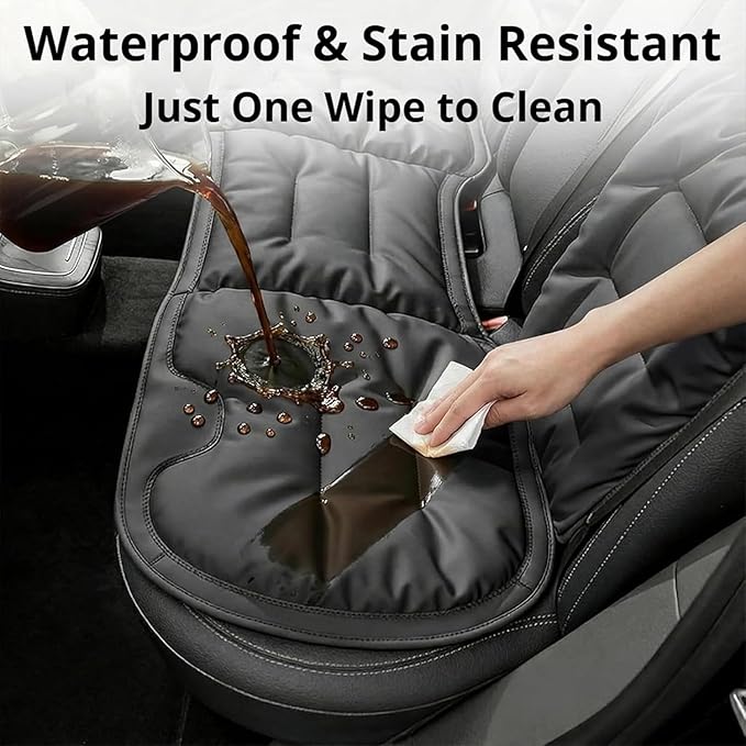 Skin-Friendly & Dirt-Repellent Leather Seat Cushions, 2026 Car Seat Cushion for Driving, 1.57" Thick Comfort Seat Protector, Universal Non-Slip Memory Foam Pad for Car (Black, Backrest Cushion)